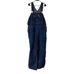 Dickies Bib Overalls Mens 40x32 Blue Carpenter Jeans Denim Workwear Outdoor USA